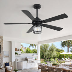 52 Inch Farmhouse Ceiling Fan with Light, Quiet Reversible DC Motor, Remote Control, 6 Speeds, Dual Finish Blades, For Bedroom Living Room