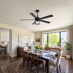 52 Inch Farmhouse Ceiling Fan with Light, Quiet Reversible DC Motor, Remote Control, 6 Speeds, Dual Finish Blades, For Bedroom Living Room