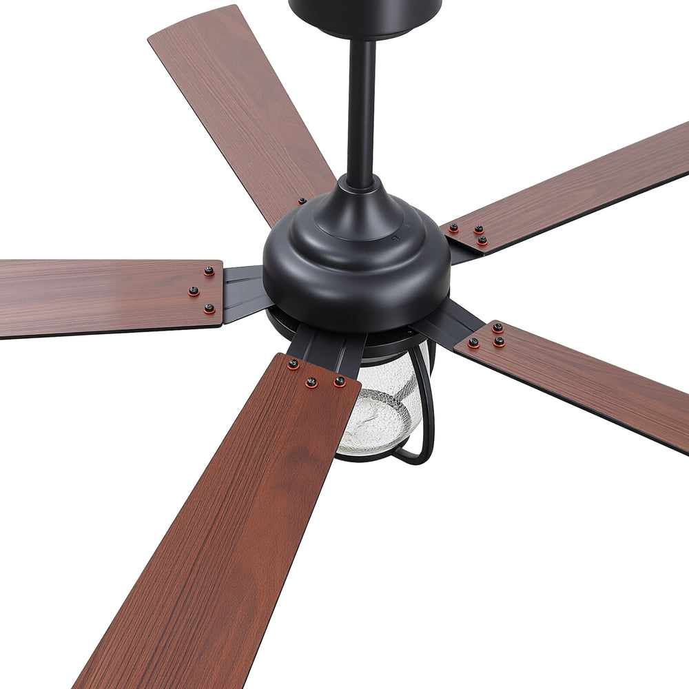 52 Inch Farmhouse Ceiling Fan with Light, Quiet Reversible DC Motor, Remote Control, 6 Speeds, Dual Finish Blades, For Bedroom Living Room
