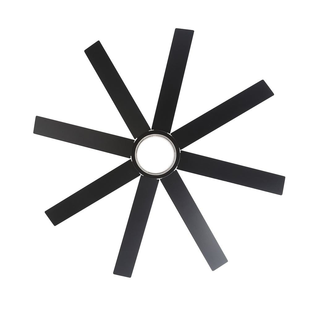 60"/72" Modern Ceiling Fan with Lights, Remote Control, 8-Blade Reversible DC Motor, 6 Speeds, 3CCT LED, Dimmable, Black/Walnut Blades