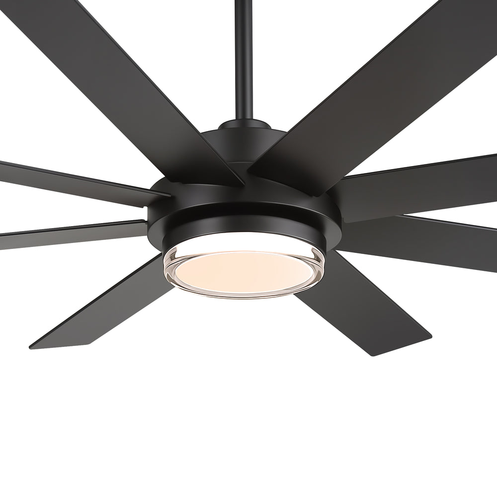 60"/72" Modern Ceiling Fan with Lights, Remote Control, 8-Blade Reversible DC Motor, 6 Speeds, 3CCT LED, Dimmable, Black/Walnut Blades