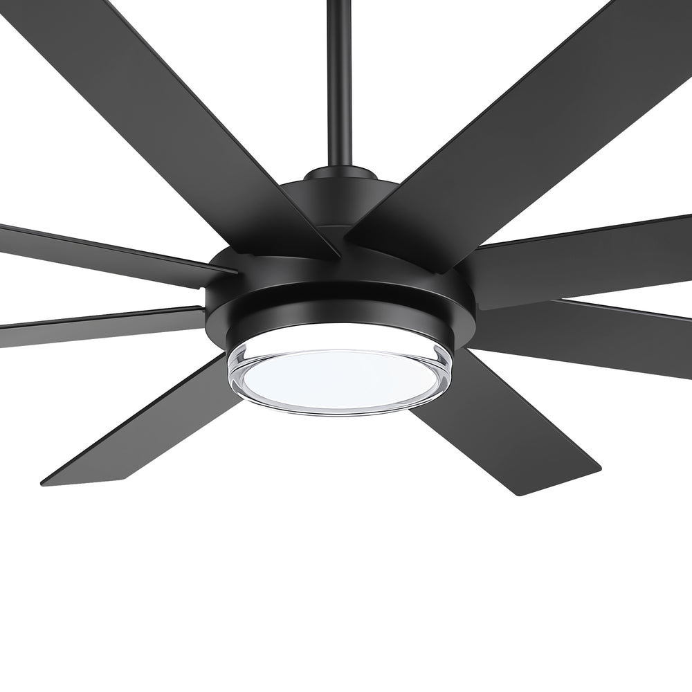 60"/72" Modern Ceiling Fan with Lights, Remote Control, 8-Blade Reversible DC Motor, 6 Speeds, 3CCT LED, Dimmable, Black/Walnut Blades