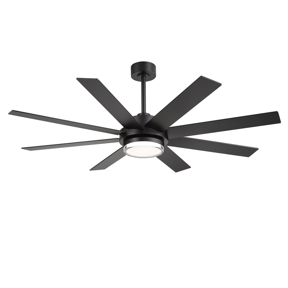 60"/72" Modern Ceiling Fan with Lights, Remote Control, 8-Blade Reversible DC Motor, 6 Speeds, 3CCT LED, Dimmable, Black/Walnut Blades