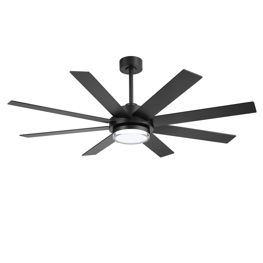 60"/72" Modern Ceiling Fan with Lights, Remote Control, 8-Blade Reversible DC Motor, 6 Speeds, 3CCT LED, Dimmable, Black/Walnut Blades
