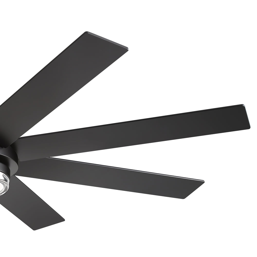 60"/72" Modern Ceiling Fan with Lights, Remote Control, 8-Blade Reversible DC Motor, 6 Speeds, 3CCT LED, Dimmable, Black/Walnut Blades