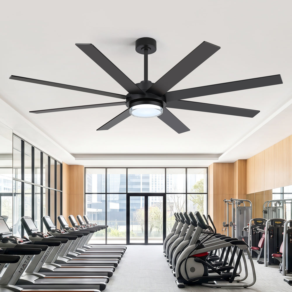 60"/72" Modern Ceiling Fan with Lights, Remote Control, 8-Blade Reversible DC Motor, 6 Speeds, 3CCT LED, Dimmable, Black/Walnut Blades