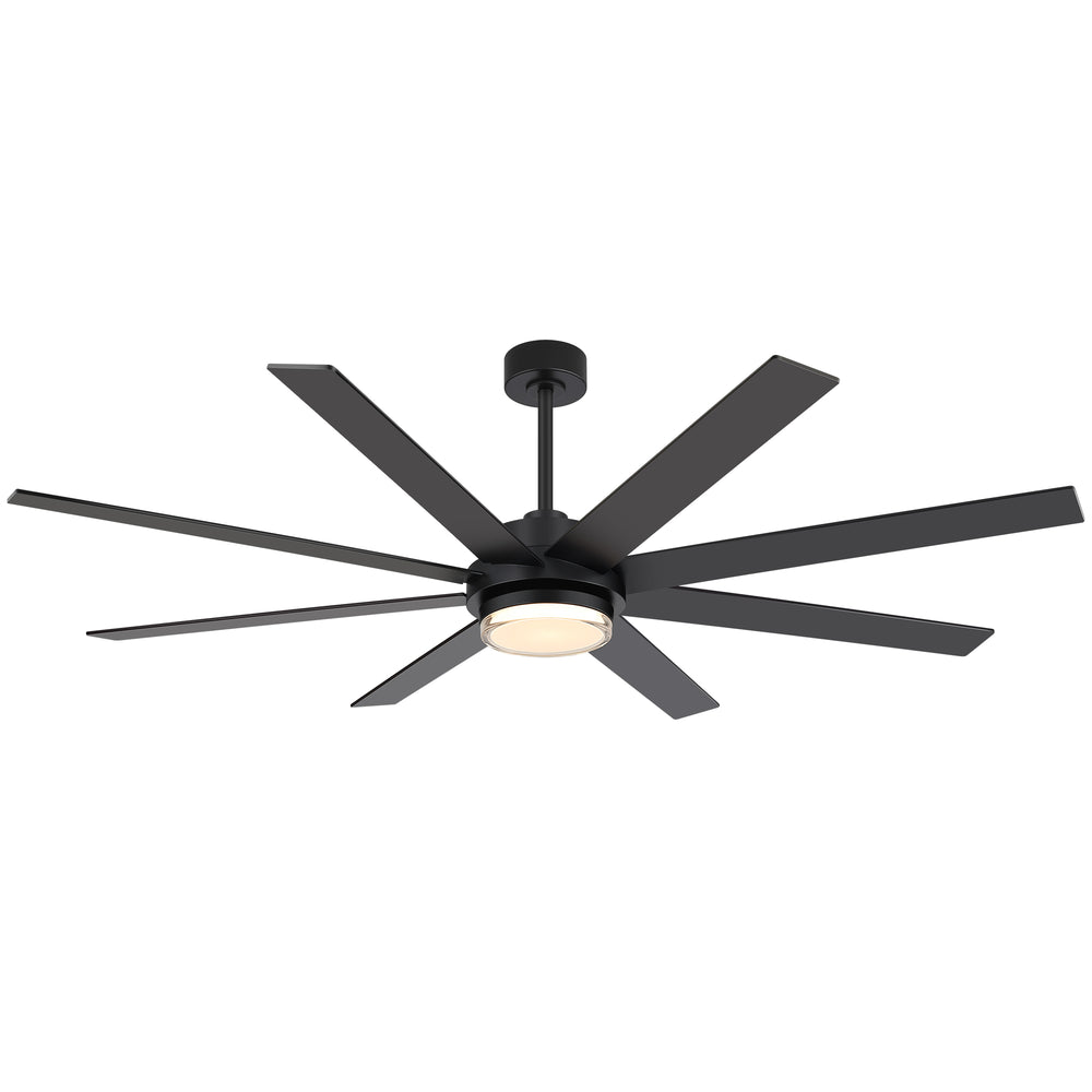 60"/72" Modern Ceiling Fan with Lights, Remote Control, 8-Blade Reversible DC Motor, 6 Speeds, 3CCT LED, Dimmable, Black/Walnut Blades
