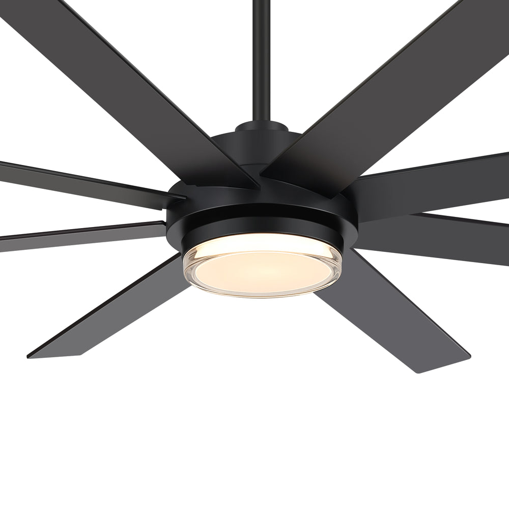 60"/72" Modern Ceiling Fan with Lights, Remote Control, 8-Blade Reversible DC Motor, 6 Speeds, 3CCT LED, Dimmable, Black/Walnut Blades
