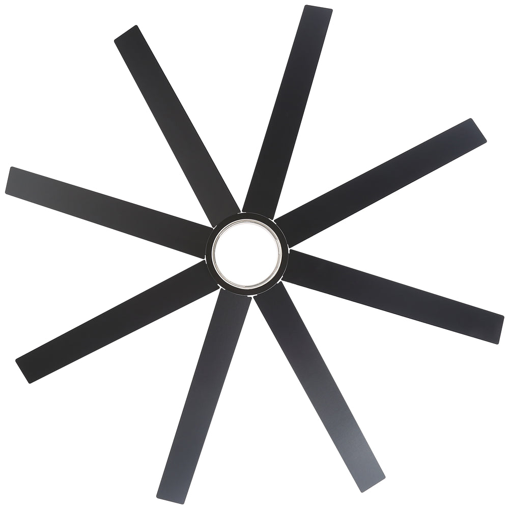 60"/72" Modern Ceiling Fan with Lights, Remote Control, 8-Blade Reversible DC Motor, 6 Speeds, 3CCT LED, Dimmable, Black/Walnut Blades