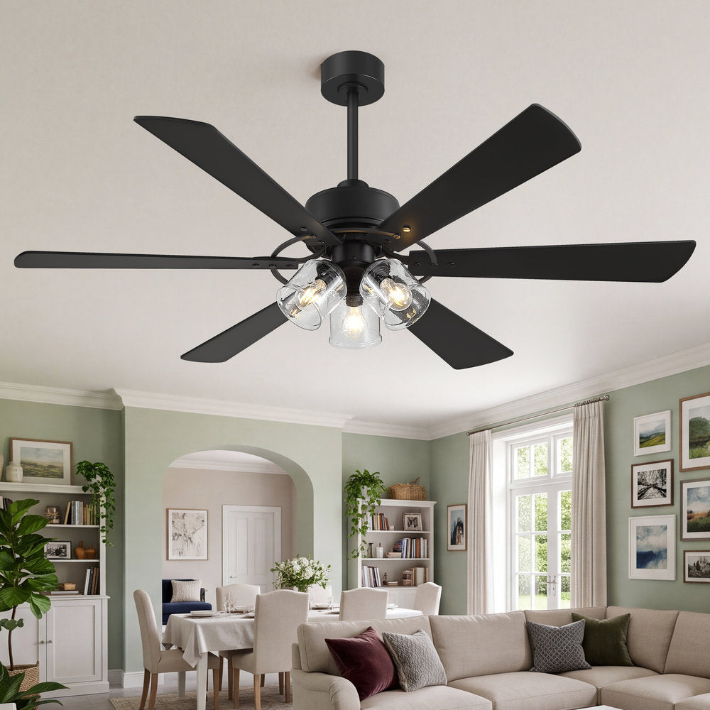 Walvion 60 Inch Black Walnut 6 Blade Ceiling Fan With Light