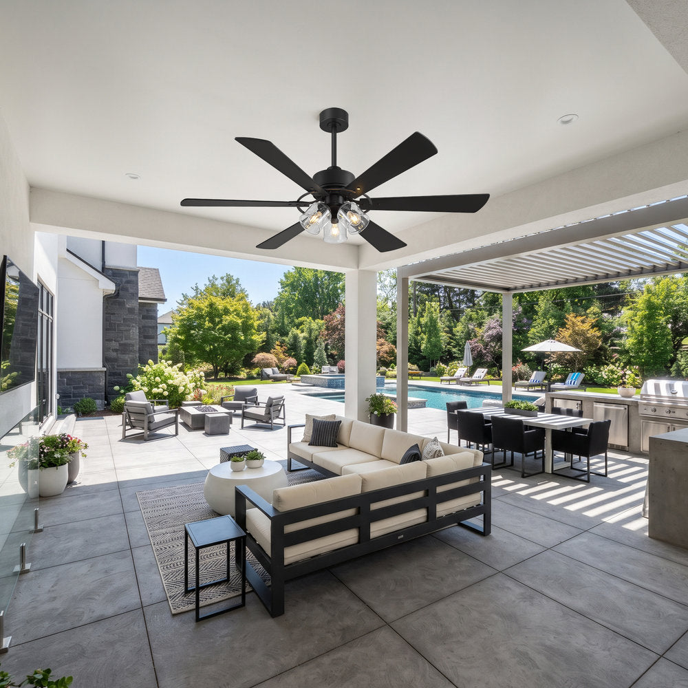 Walvion 60 Inch Black Walnut 6 Blade Ceiling Fan With Light