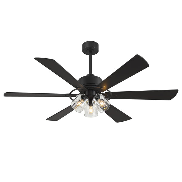 Walvion 60 Inch Black Walnut 6 Blade Ceiling Fan With Light