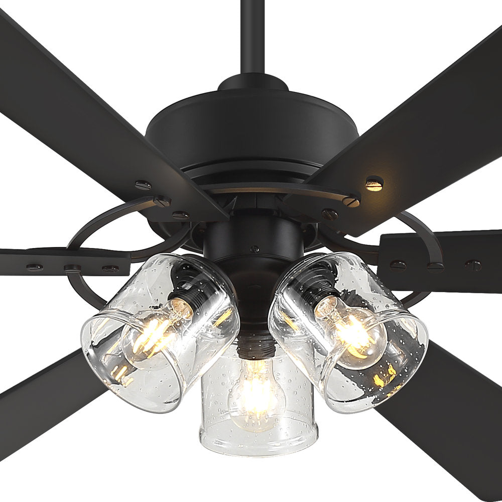 Walvion 60 Inch Black Walnut 6 Blade Ceiling Fan With Light