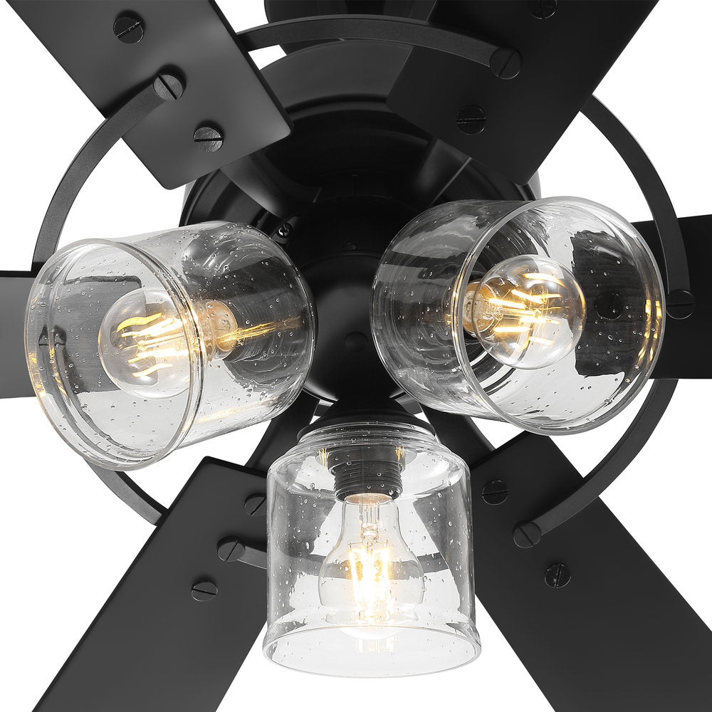 Walvion 60 Inch Black Walnut 6 Blade Ceiling Fan With Light