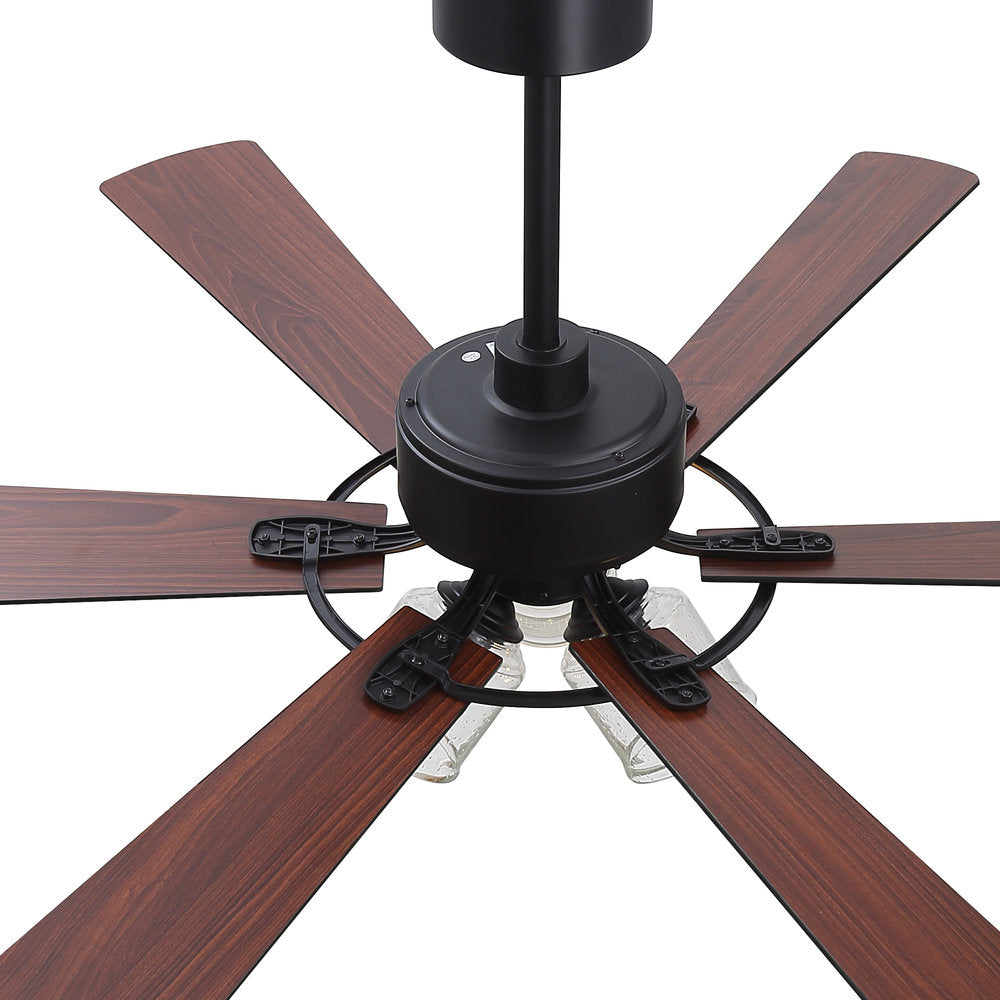 Walvion 60 Inch Black Walnut 6 Blade Ceiling Fan With Light