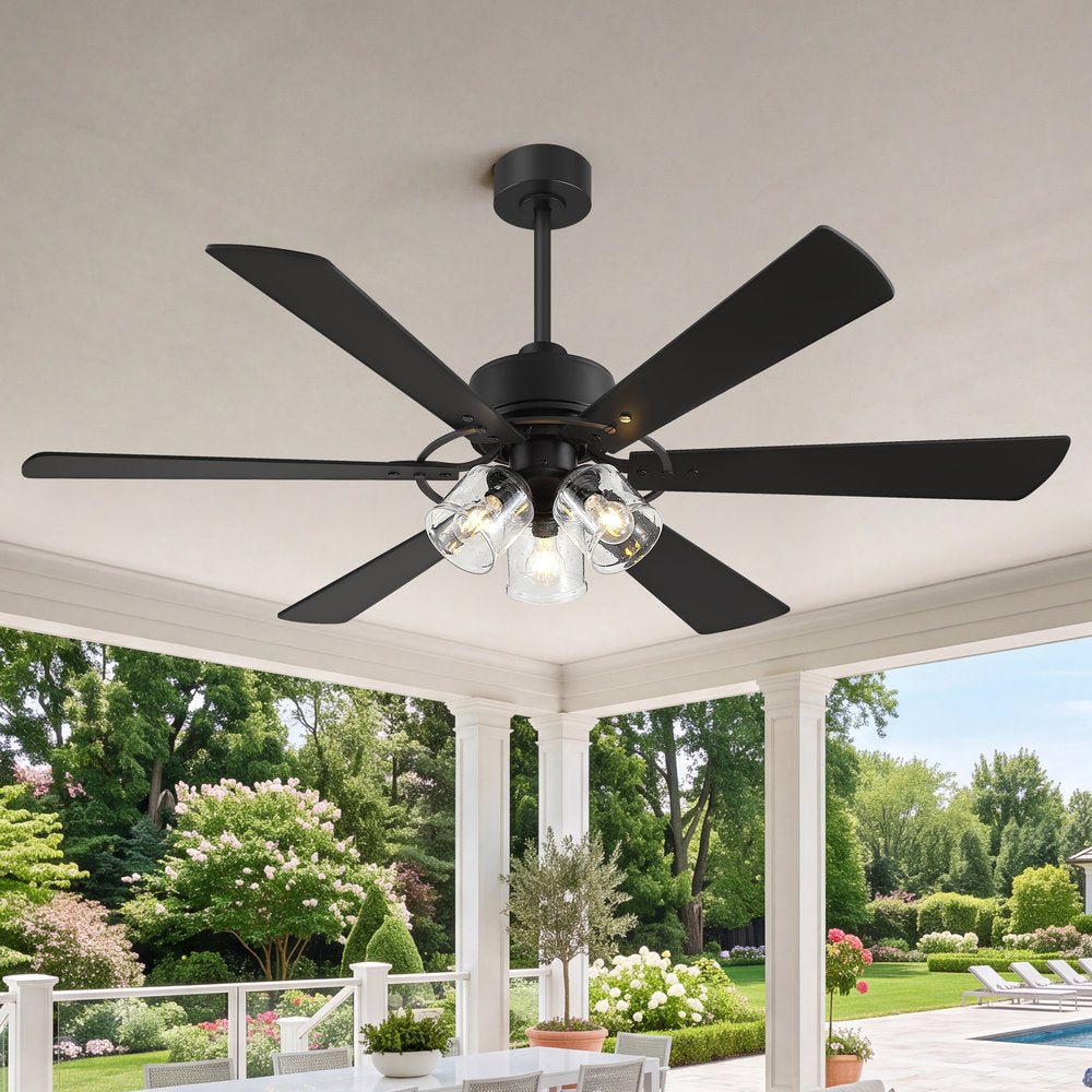 Walvion 60 Inch Black Walnut 6 Blade Ceiling Fan With Light