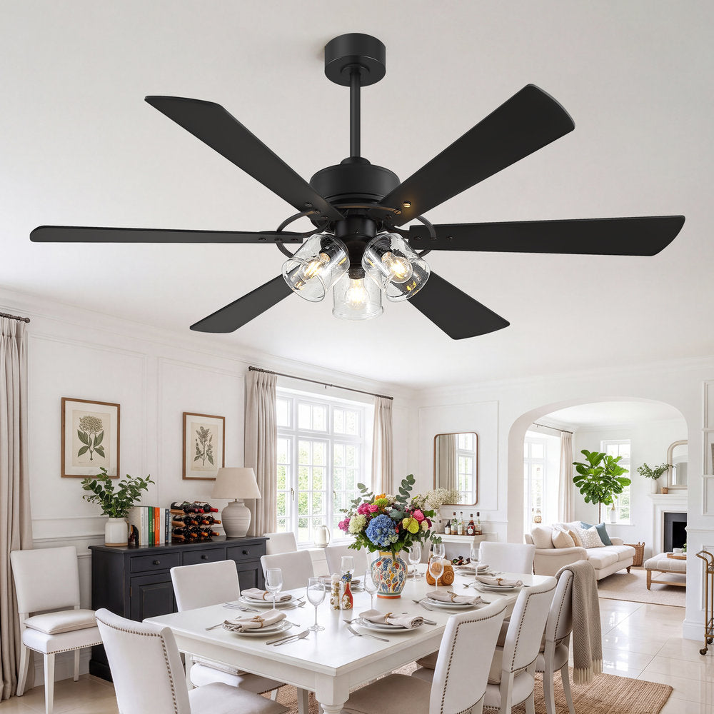 Walvion 60 Inch Black Walnut 6 Blade Ceiling Fan With Light
