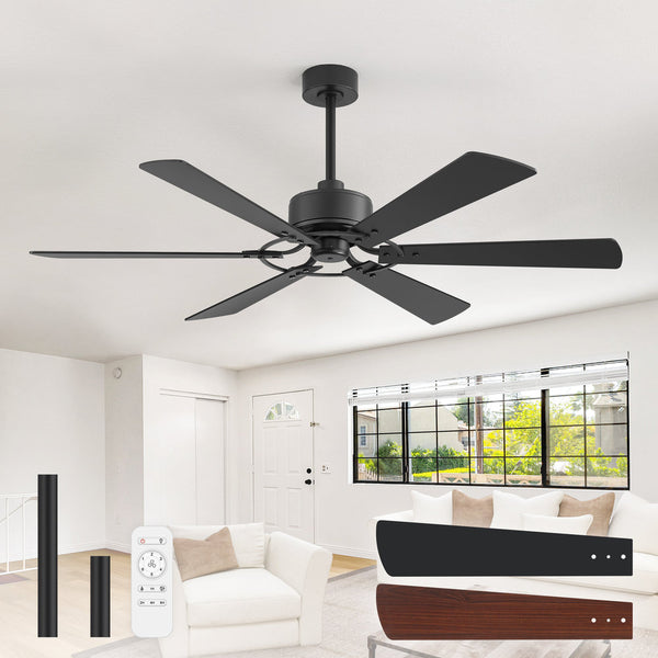 Walren 60 Inch Black Walnut Ceiling Fan Without Light