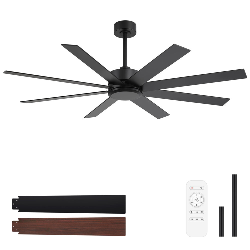 Walvex 60 Inch Black Walnut 8 Blade Ceiling Fan No Light