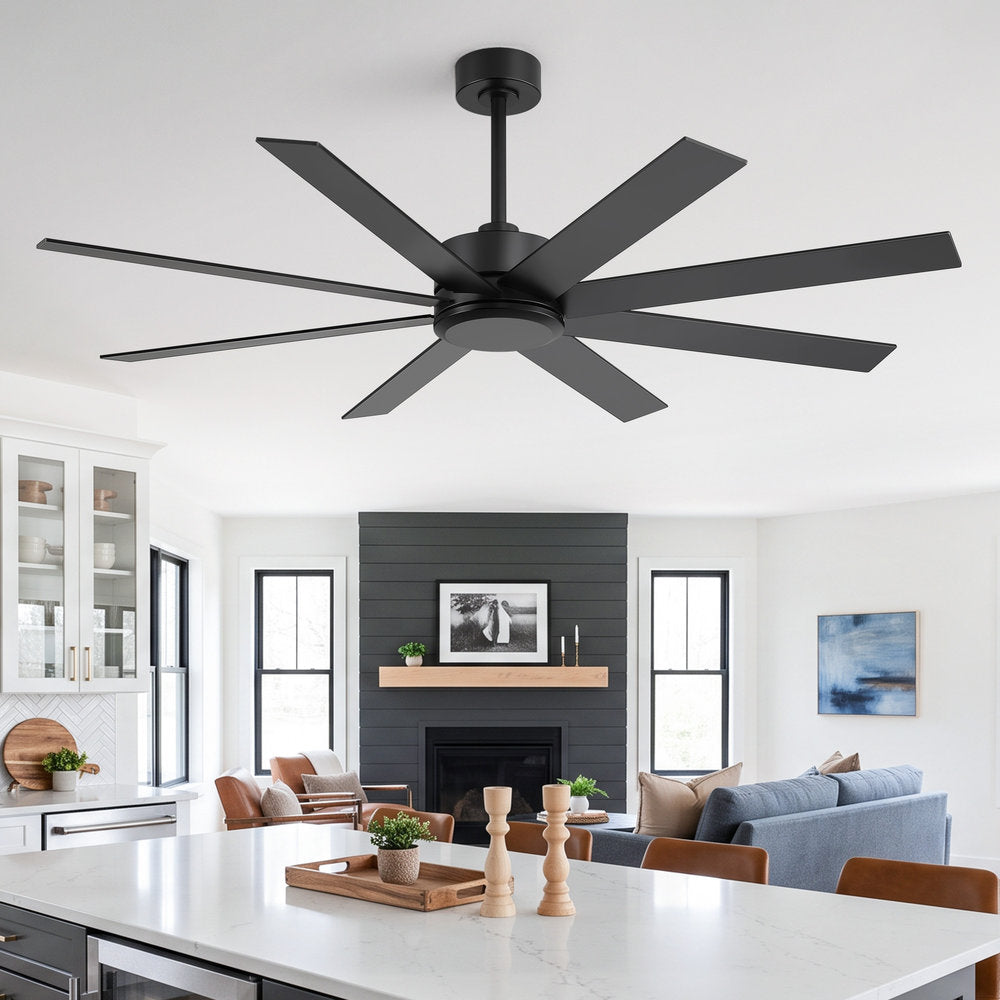 Walvex 60 Inch Black Walnut 8 Blade Ceiling Fan No Light