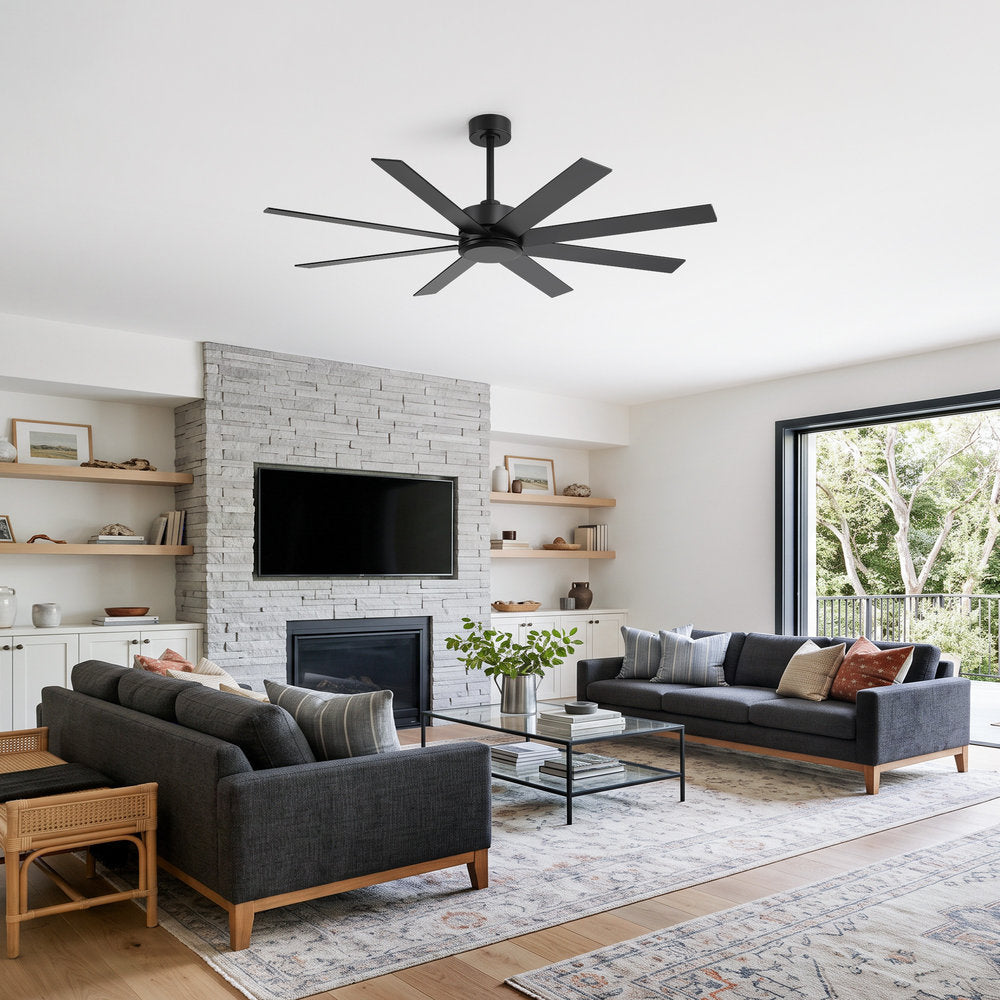 Walvex 60 Inch Black Walnut 8 Blade Ceiling Fan No Light