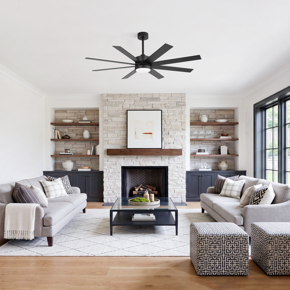 Walvora 60 Inch Black Walnut 8 Blade Ceiling Fan With Light