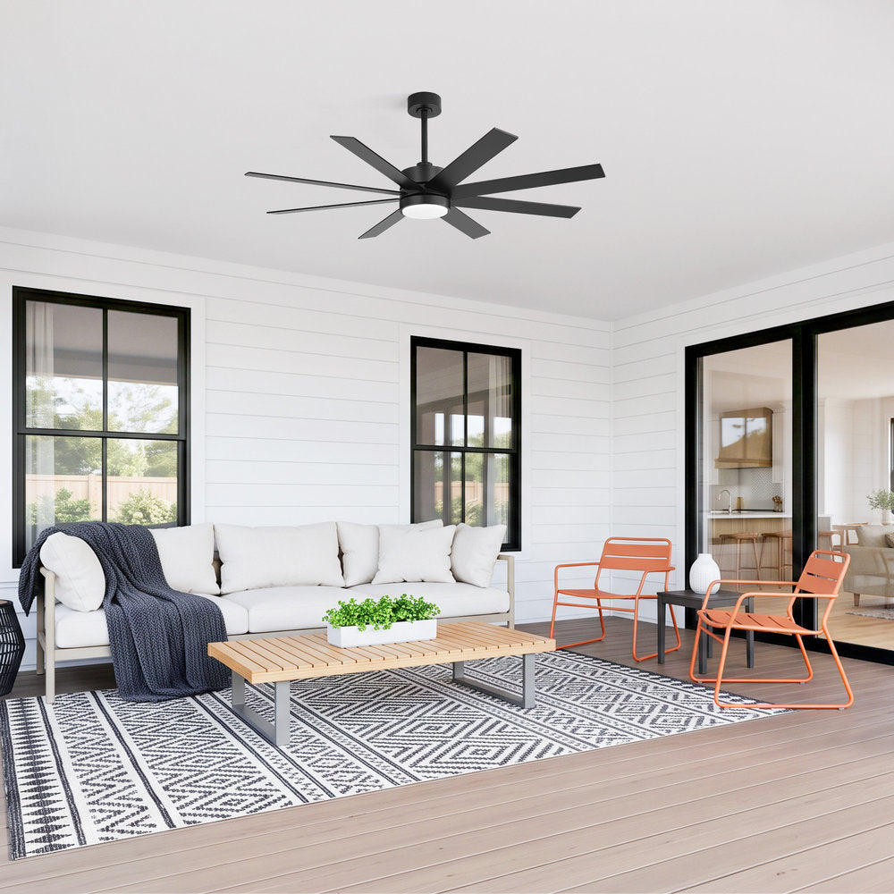 Walvora 60 Inch Black Walnut 8 Blade Ceiling Fan With Light