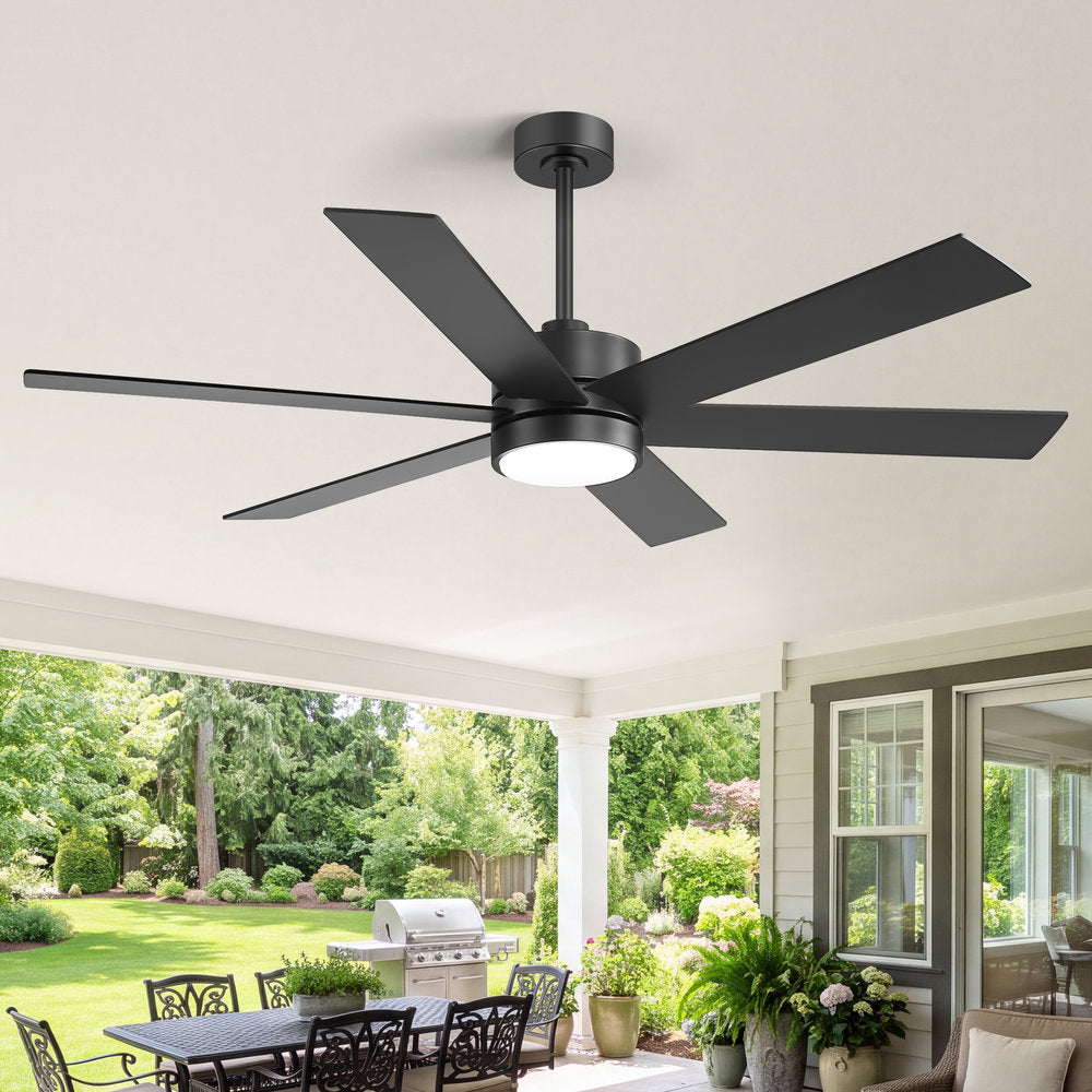 Walmora 60 Inch Black Walnut 6 Blade Ceiling Fan With Light