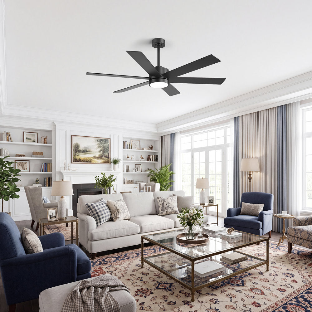 Walmora 60 Inch Black Walnut 6 Blade Ceiling Fan With Light