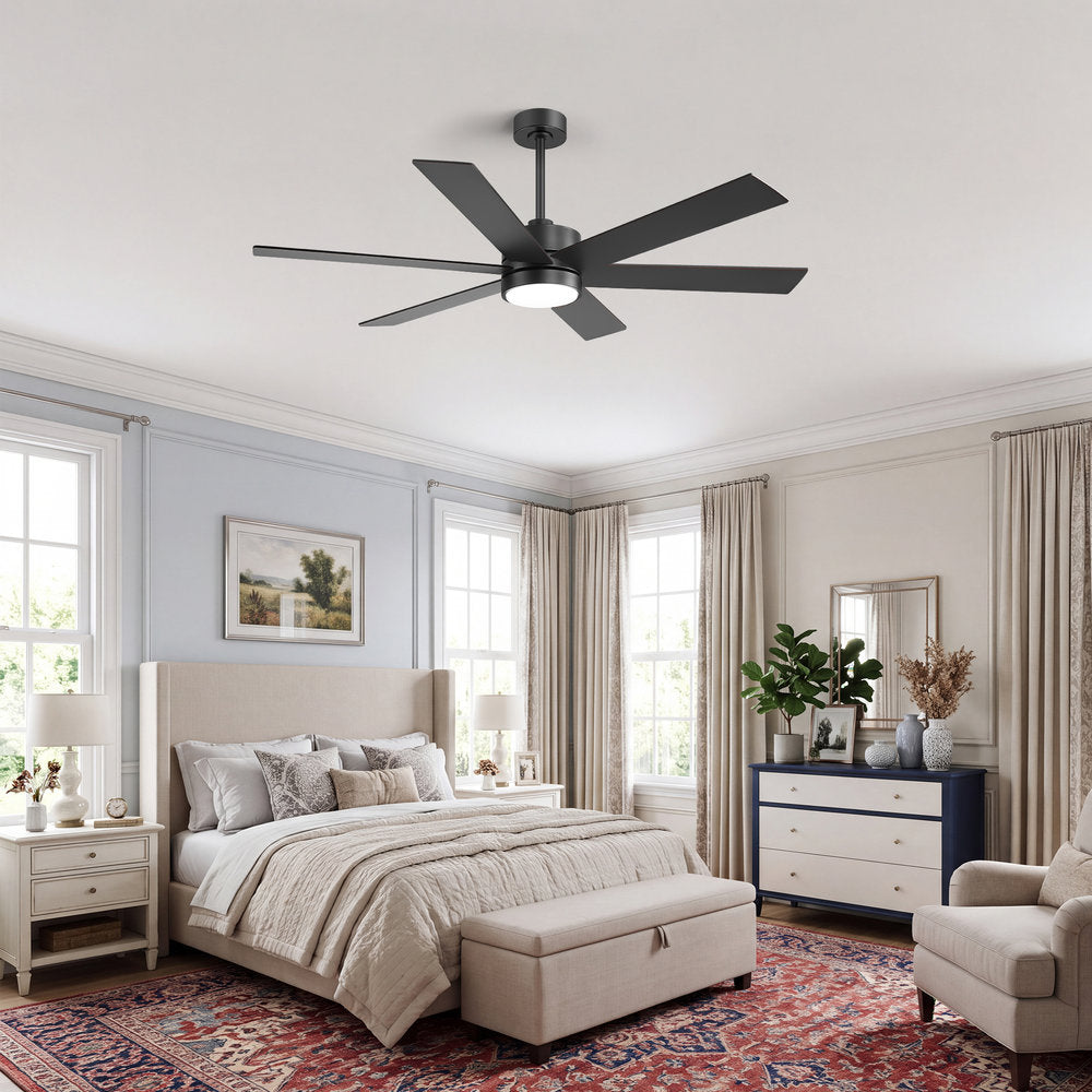 Walmora 60 Inch Black Walnut 6 Blade Ceiling Fan With Light