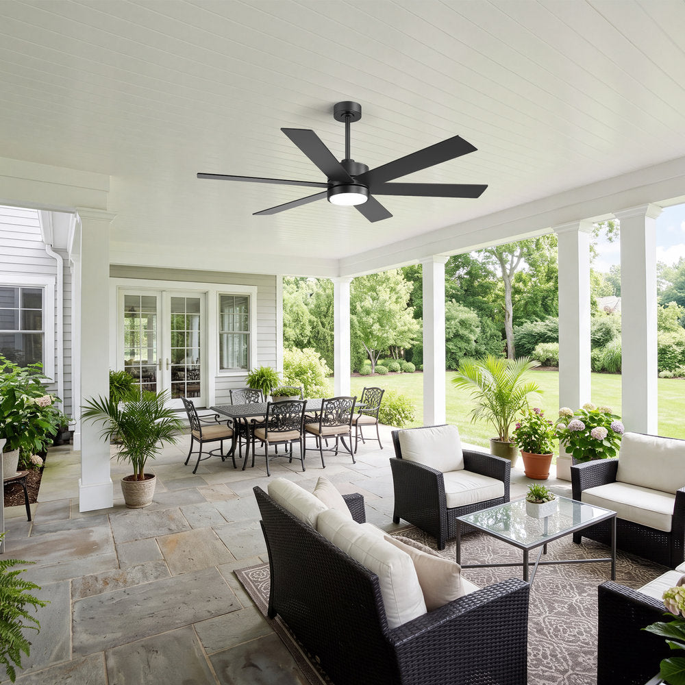 Walmora 60 Inch Black Walnut 6 Blade Ceiling Fan With Light
