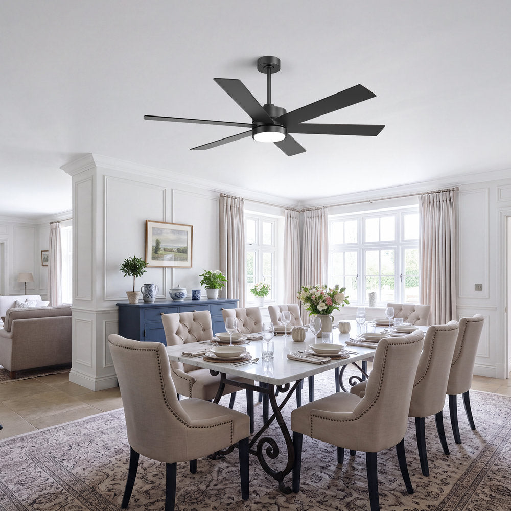 Walmora 60 Inch Black Walnut 6 Blade Ceiling Fan With Light