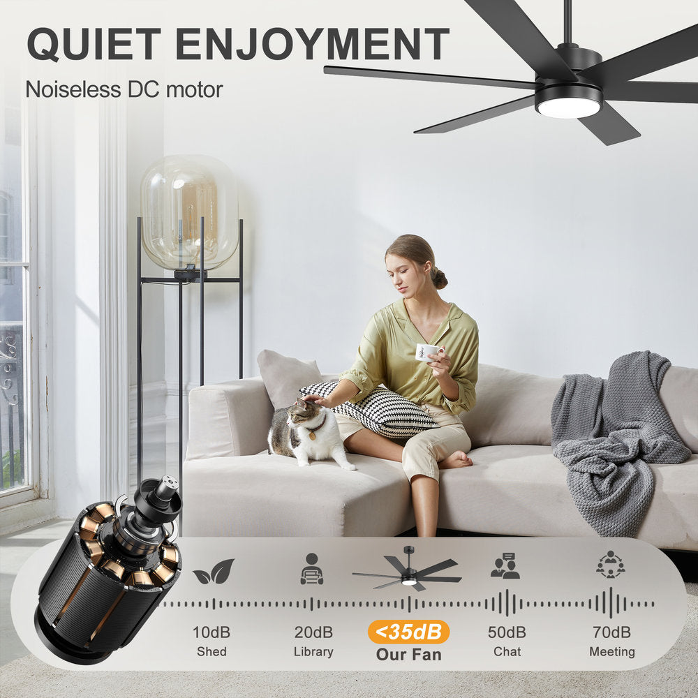 Walmora 60 Inch Black Walnut 6 Blade Ceiling Fan With Light