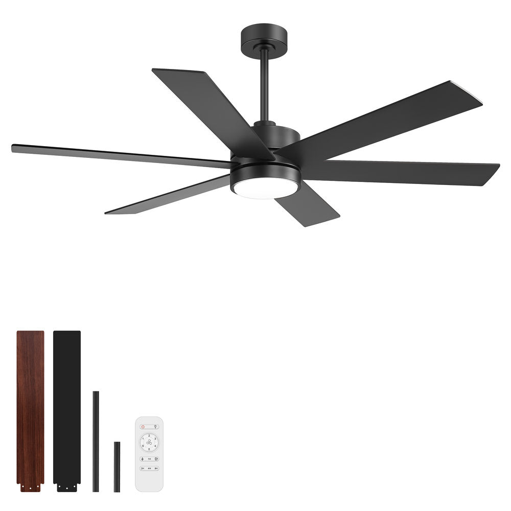Walmora 60 Inch Black Walnut 6 Blade Ceiling Fan With Light