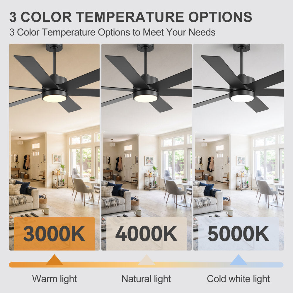 Walmora 60 Inch Black Walnut 6 Blade Ceiling Fan With Light
