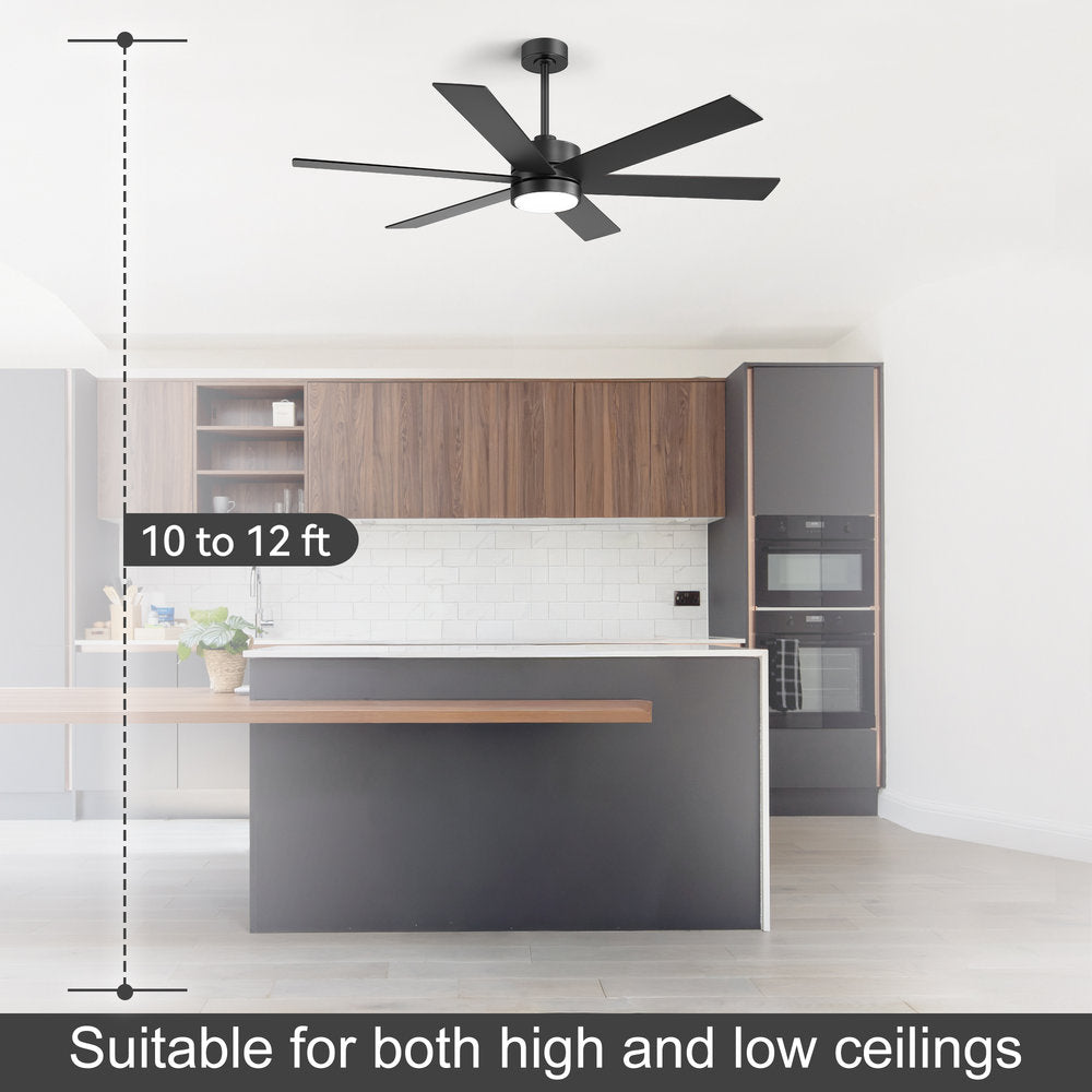 Walmora 60 Inch Black Walnut 6 Blade Ceiling Fan With Light