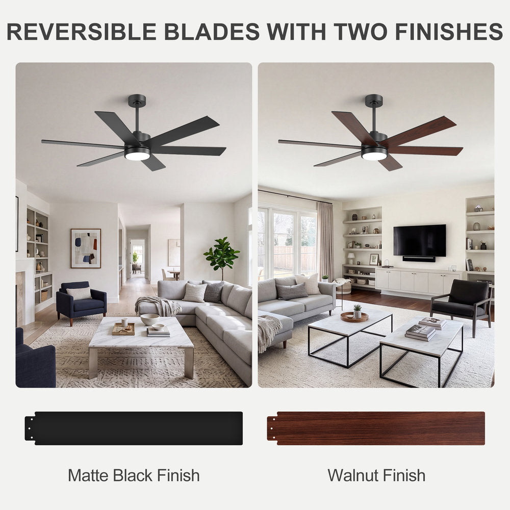 Walmora 60 Inch Black Walnut 6 Blade Ceiling Fan With Light