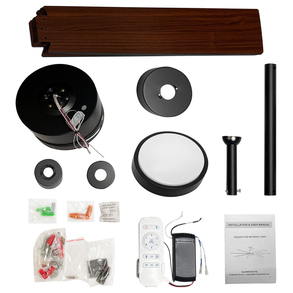 Walmora 60 Inch Black Walnut 6 Blade Ceiling Fan With Light