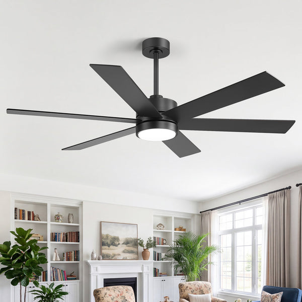 Walmora 60 Inch Black Walnut 6 Blade Ceiling Fan With Light