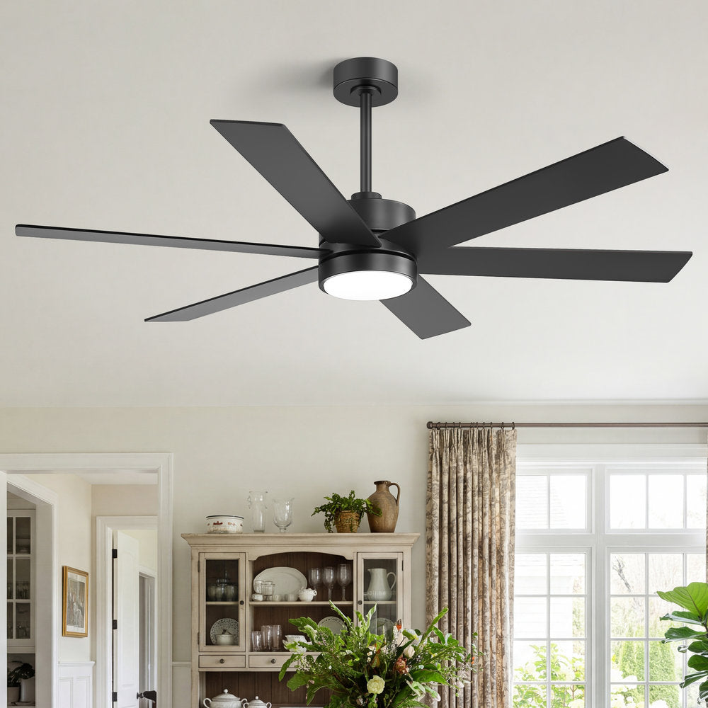 Walmora 60 Inch Black Walnut 6 Blade Ceiling Fan With Light