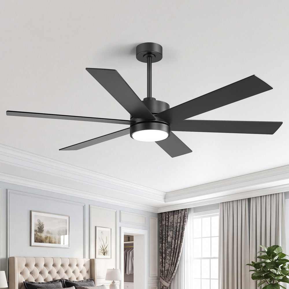 Walmora 60 Inch Black Walnut 6 Blade Ceiling Fan With Light