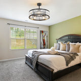 28 Inch Crystal Ceiling Fan with Lights, Black Fandelier Chandelier Ceiling Fan, 7 Clear Blades, 6 Speeds, Reversible DC Motor, Remote Control, Indoor Fan for Bedroom