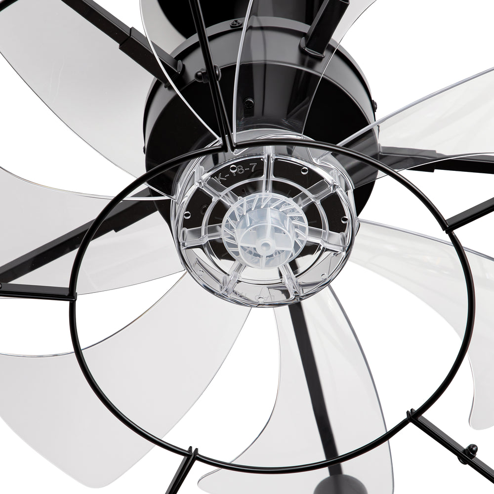 28 Inch Crystal Ceiling Fan with Lights, Black Fandelier Chandelier Ceiling Fan, 7 Clear Blades, 6 Speeds, Reversible DC Motor, Remote Control, Indoor Fan for Bedroom