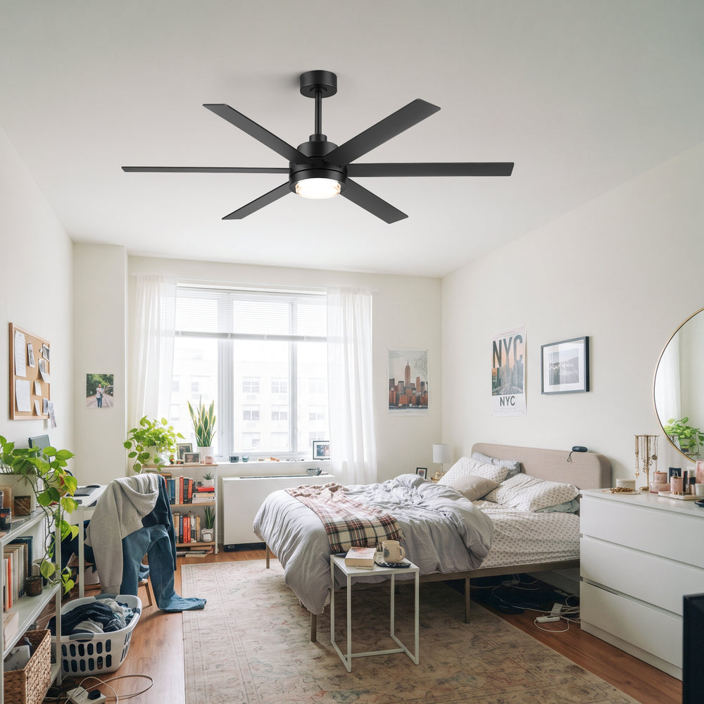 60 Inch Black and Wood Ceiling Fan with Light & Remote