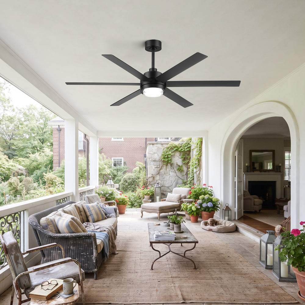 60 Inch Black and Wood Ceiling Fan with Light & Remote