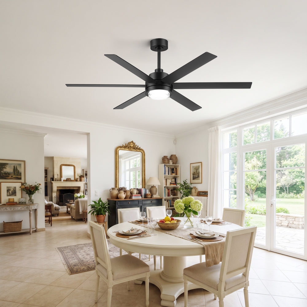 60 Inch Black and Wood Ceiling Fan with Light & Remote