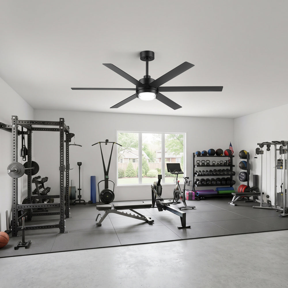 60 Inch Black and Wood Ceiling Fan with Light & Remote