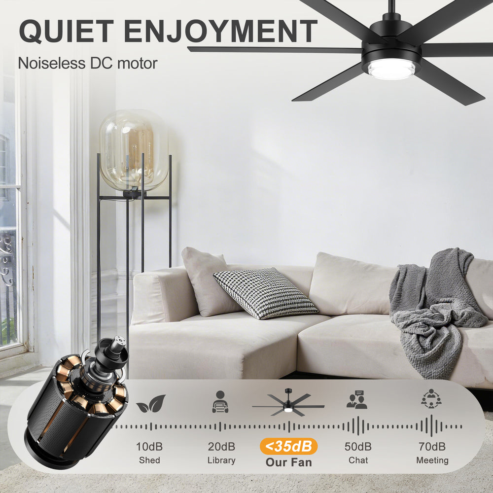60 Inch Black and Wood Ceiling Fan with Light & Remote