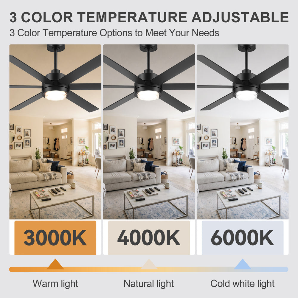 60 Inch Black and Wood Ceiling Fan with Light & Remote