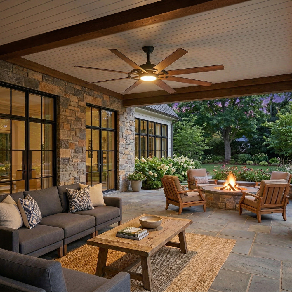 72 Inch Large Ceiling Fan with Light, 8 Reversible Blades, Quiet DC Motor, 6 Speeds Remote Control, 3CCT Dimmable LED, Reversible Airflow, 5-inch and 10-inch Downrods Included